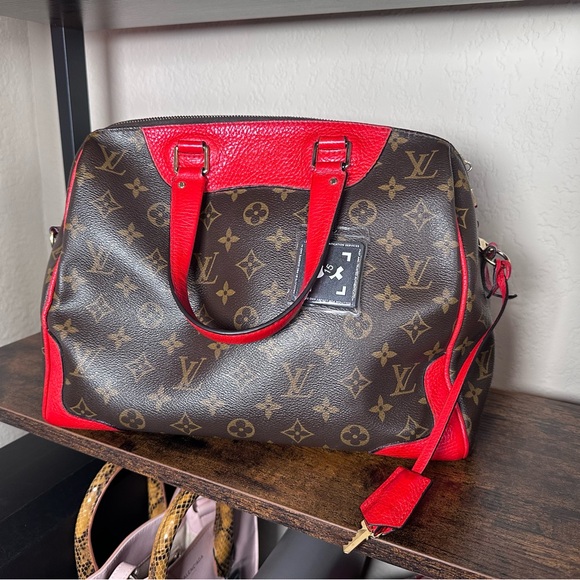 Authentic Louis Vuitton Retiro Monogram Satchel in Brown and Red